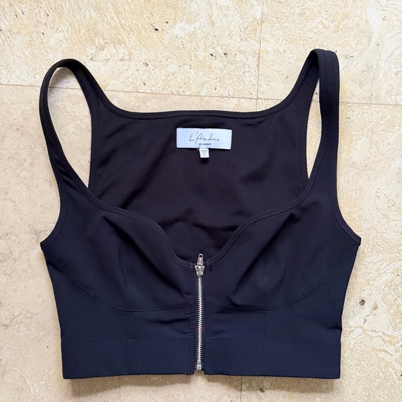 L'Academie Zip Front Corset Crop Top Black XS Like New - Picture 5 of 10